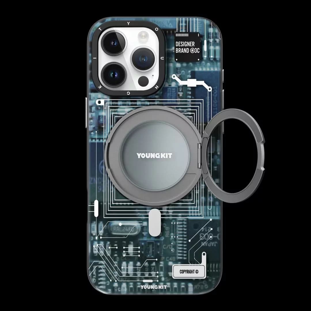 کاور یانگ کیت مدل Cyberpunk 360° Spin Magnetic Stand Case مناسب برای گوشی موبایل اپل iphone 16 promax