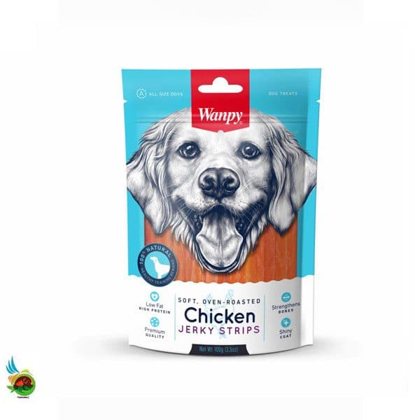 تشویقی سگ ونپی طعم مرغ Wanpy chicken jerky strips وزن ۱۰۰ گرم