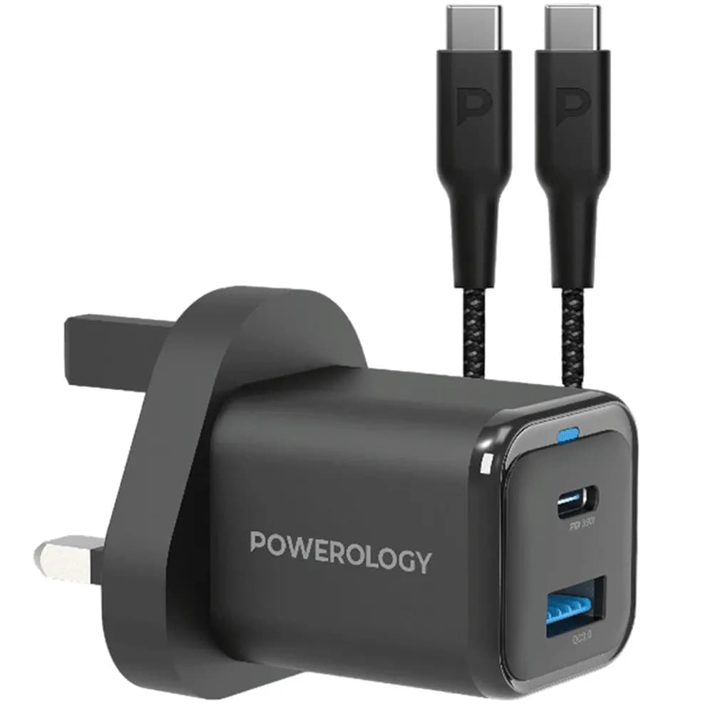 شارژر دیواری تایپسی و یواسبی 35 وات پاورولوژی PWCUQC023-C