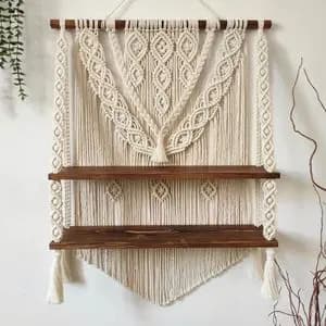 شلف کاربردی دو طبقه مکرومه بافی مدل صدف