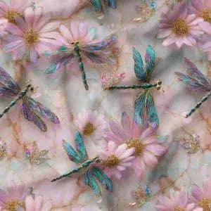 پارچه مخمل روبالشی پارچه باما طرح سه بعدی سنجاقک کد 5014268