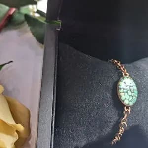 دستبند فیروزه کوبی و مس دست ساز زنانه