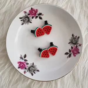 گیره مو دخترانه یلدایی دوعددی طرح هندوانه پک دو عددی خارجی