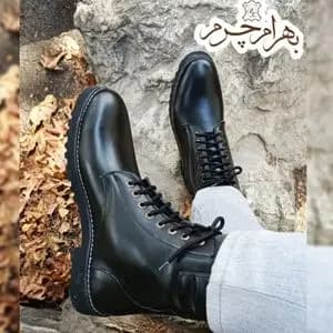 بوت مردانه اسپرت چرم طبیعی دست دوز مدل دماوند مشکی