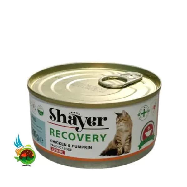 کنسرو ریکاوری گربه شایر طعم مرغ و کدو حلوایی Shayer recovery with chicken & pumpkin وزن ۲۰۰ گرم