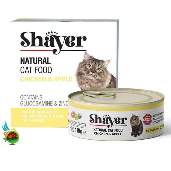 کنسرو نچرال گربه شایر طعم مرغ و سیب Shayer natural with chicken & apple وزن ۱۱۰ گرم