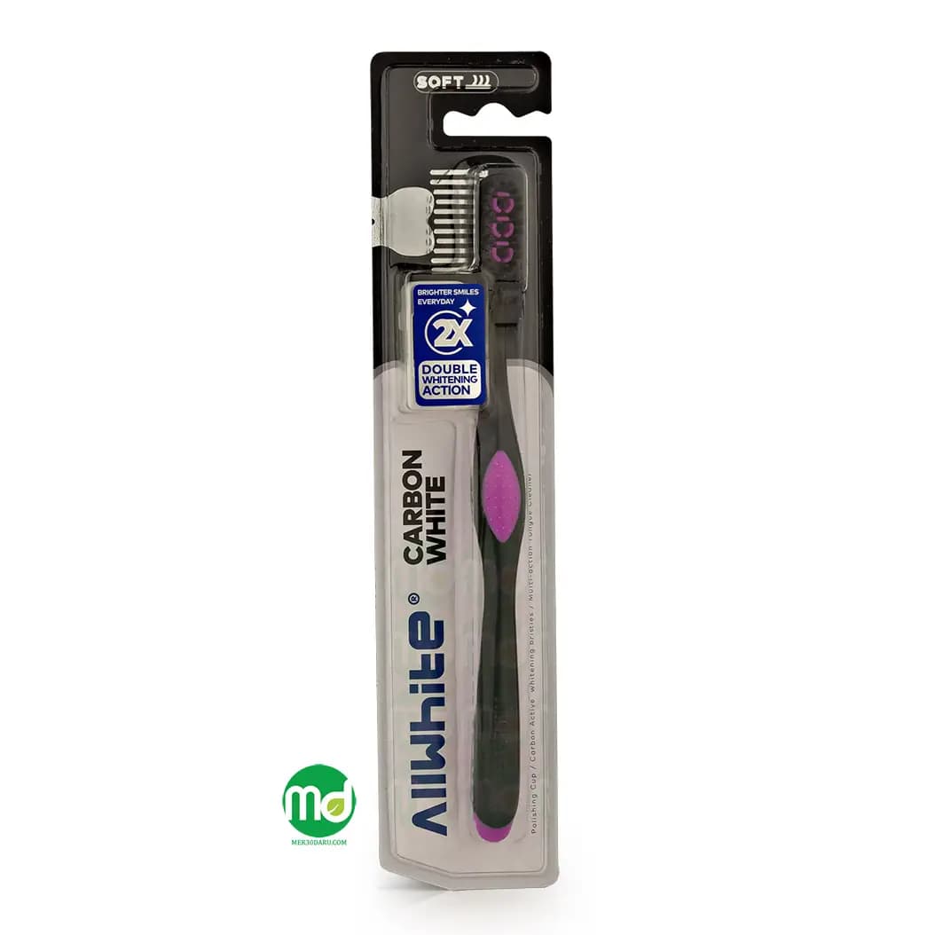مسواک برس نرم آل وایت مدل Carbon white پاک کننده انواع جرم کد 600
