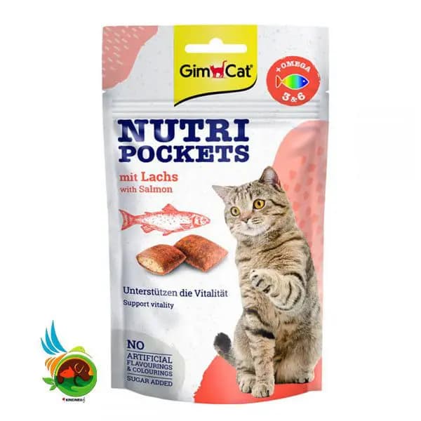 تشویقی گربه جیم کت با طعم ماهی سالمون Gimcat nutri pockets with salmon وزن ۶۰ گرم