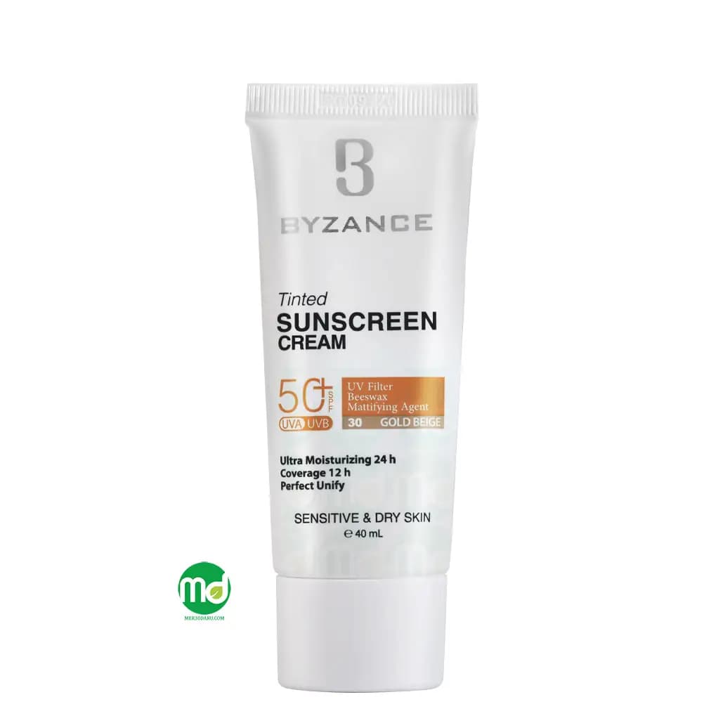 کرم ضد آفتاب رنگی SPF 50 بیزانس پوست خشک و حساس 40ml