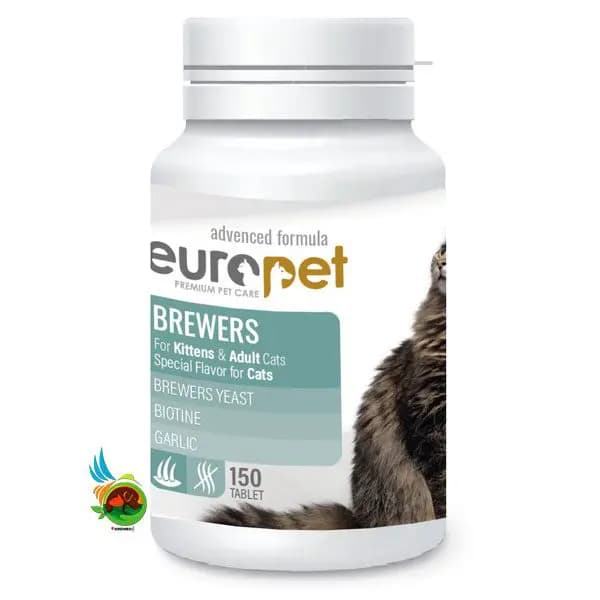 قرص تقویت کننده پوست و مو گربه یوروپت Europet cat brewers tablet بسته ۱۵۰ عددی