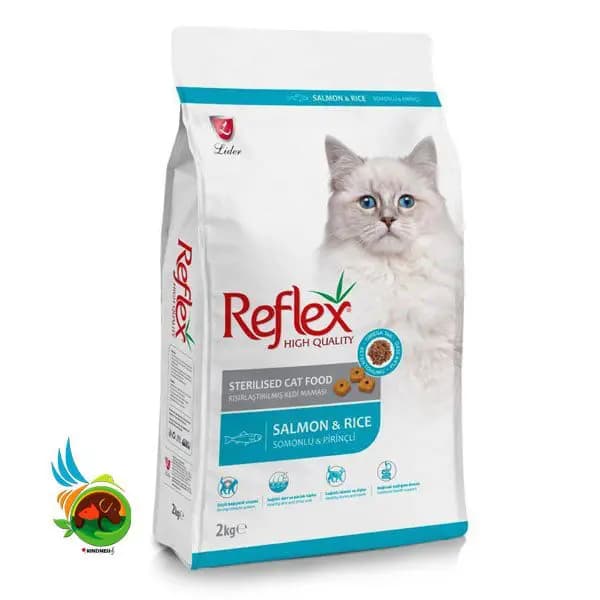 غذای خشک گربه عقیم رفلکس با طعم ماهی و برنج Reflex sterilised cat food with salmon & rice وزن ۲ کیلوگرم