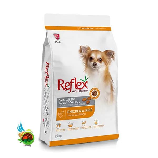 غذای خشک سگ بالغ نژاد کوچک رفلکس با طعم مرغ و برنج Reflex chicken & rice وزن ۱۵ کیلوگرم