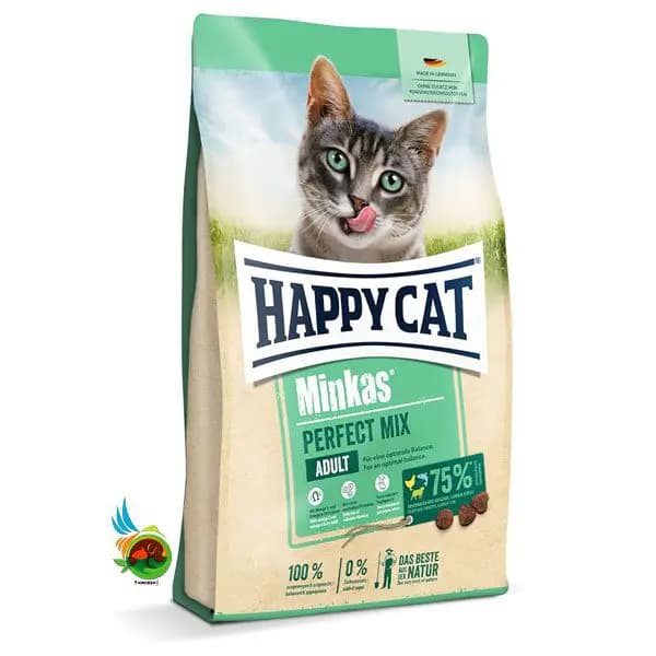 غذای خشک گربه بالغ مینکاس هپی کت Happy cat minkas perfect mix وزن ۱۰ کیلوگرم
