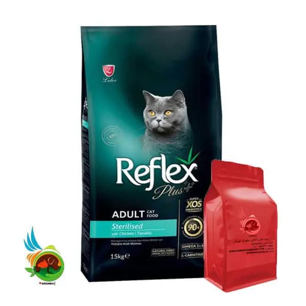 غذای خشک گربه بالغ عقیم رفلکس پلاس با طعم مرغ Reflex plus adult cat food sterilised with chicken (فله ای)