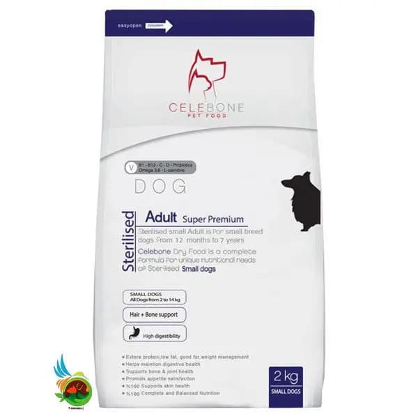 غذای خشک سگ بالغ نژاد کوچک عقیم شده سلبن Celebone small adult sterilised وزن ۲ کیلوگرم