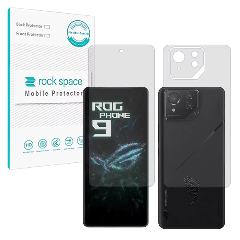 محافظ صفحه نمایش مات راک اسپیس مدل Resistant مناسب برای گوشی موبایل ایسوس ROG Phone 9 به همراه محافظ پشت گوشی