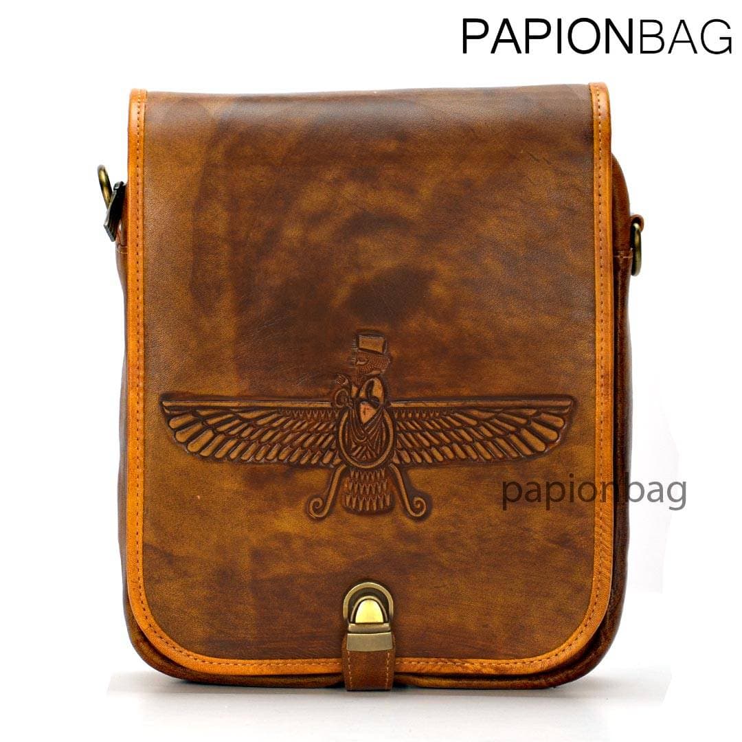 کیف دوشی چرم طبیعی لاکچری مدل فروهر کد89+ ویدیو