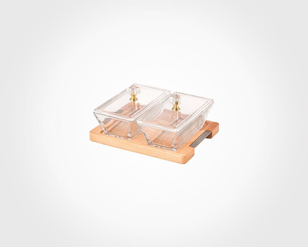 اردور خوری مستطیل دربدار پایه چوبی 2 عددی لیمون کد 2247