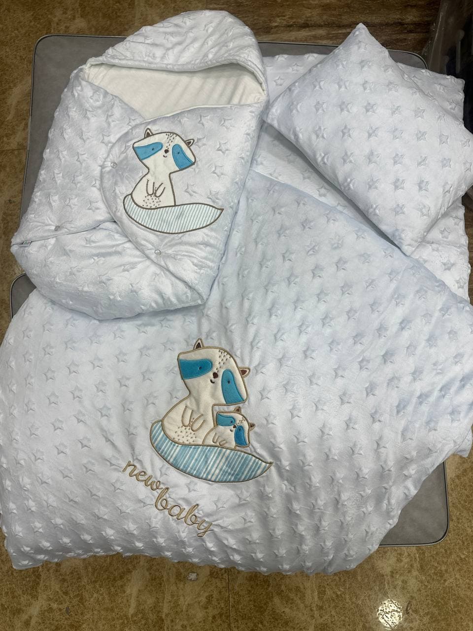 سرویس خواب مخمل حبابی طرح راکون نوزادی و کودک کد 21038