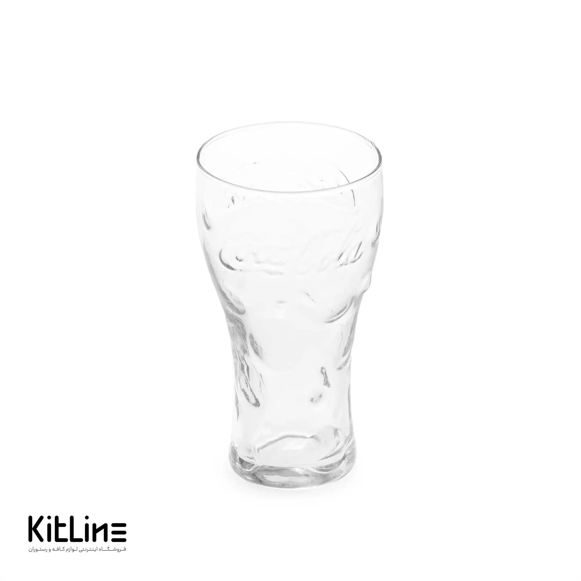 لیوان شیشه ای ۳۴۰ میلیلیتری بلور کاوه طرح کوکاکولا (ست ۶ عددی)