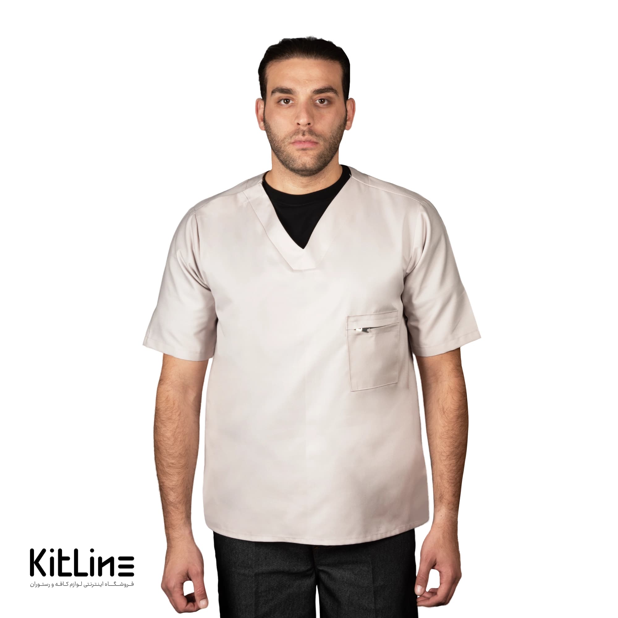 روپوش ترگال آستین کوتاه تک جیب طوسی SS-UNIFORM