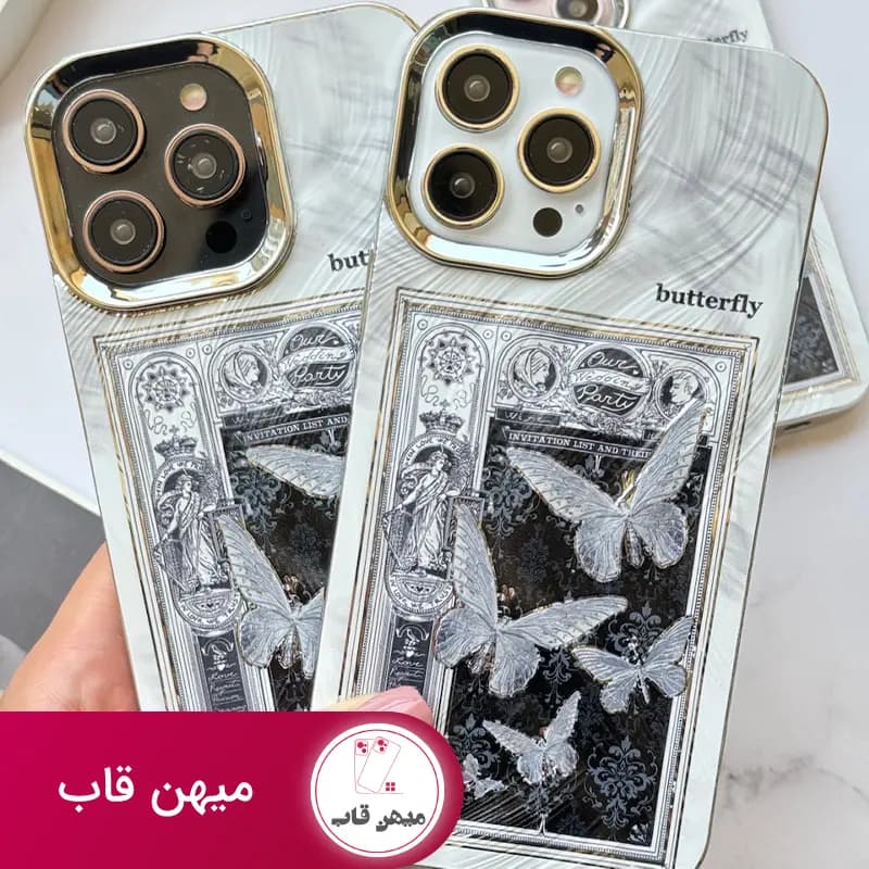 قاب گوشی آیفون Black and White butterfly - پروانه سیاه و سفید - کد (۳۴۵۵۲)