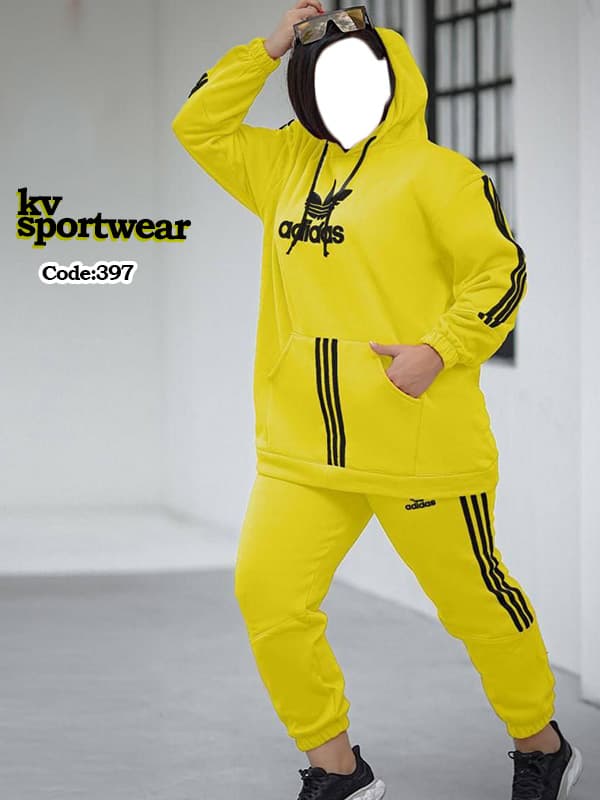 ست هودی شلوار ورزشی سایز بزرگ زنانه adidas