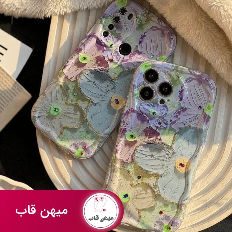 قاب گوشی آیفون گل آبرنگی - کد (۱۷۴۵۱)