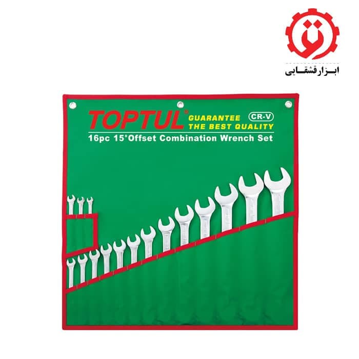 مجموعه 16 عددی آچار یکسر تخت یکسر رینگ اینچی تاپ تول مدل GBAA1604
