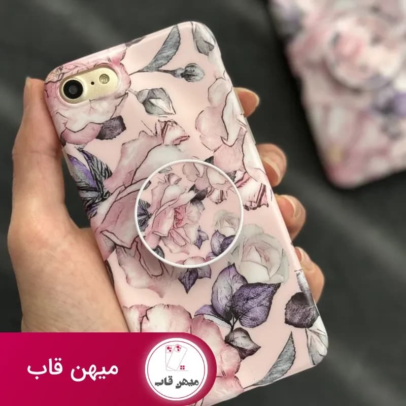قاب موبایل آیفون گل نقاشی + پاپسوکت رایگان - کد (۹۸۱۲۶)