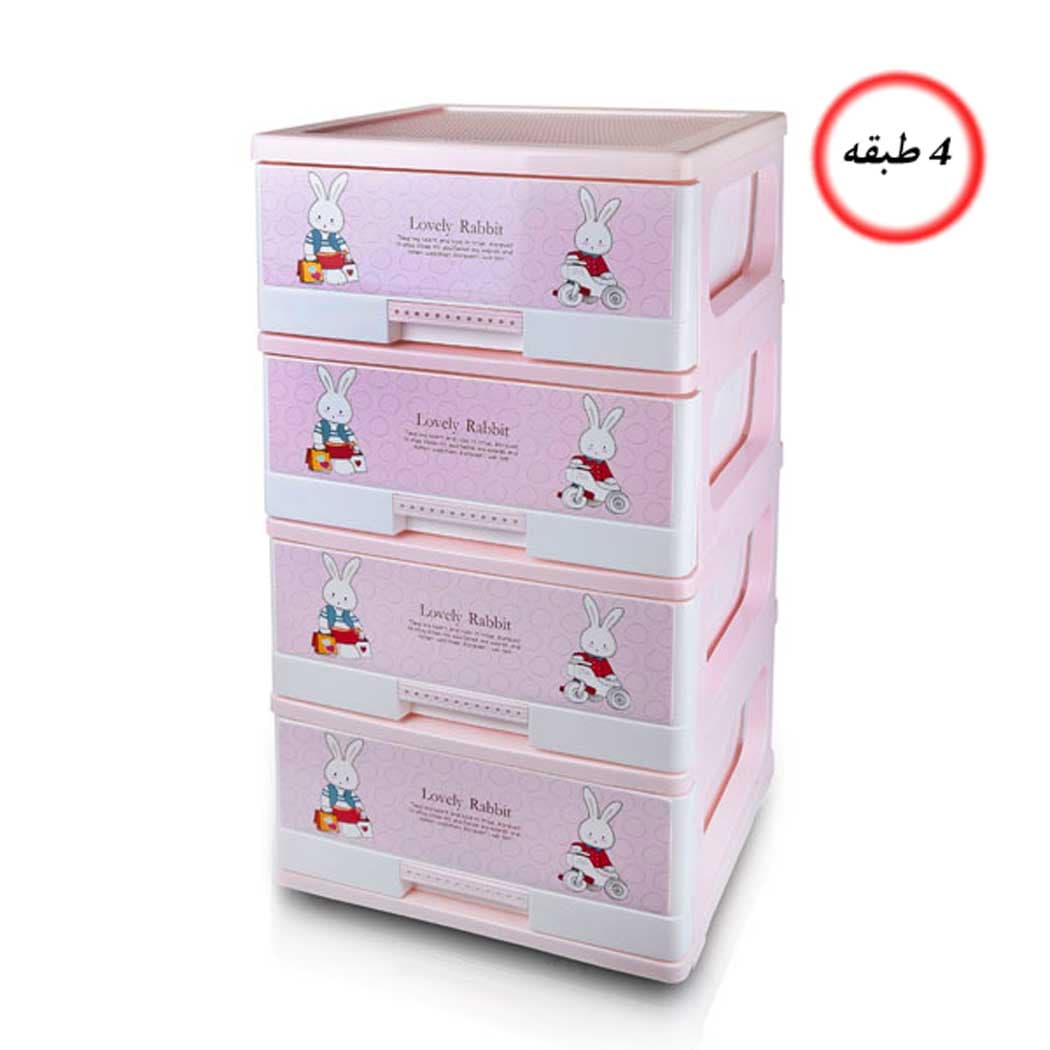 دراور پلاستیکی کودک 4 طبقه {طرح خرگوش}