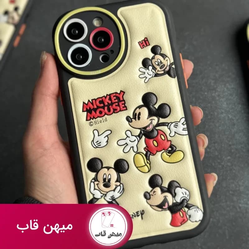 قاب موبایل آیفون میکی موس بالشتی خوشحال محافط لنزدار - کد (۹۵۰۷۶)