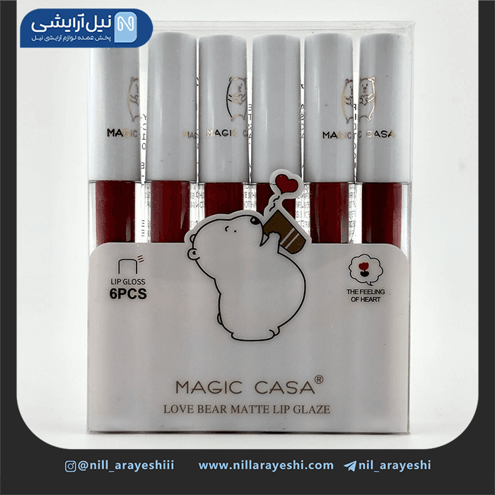 پک رژ لب مایع مجیک کاسا طرح خرس شش عددی کد ls - 21007