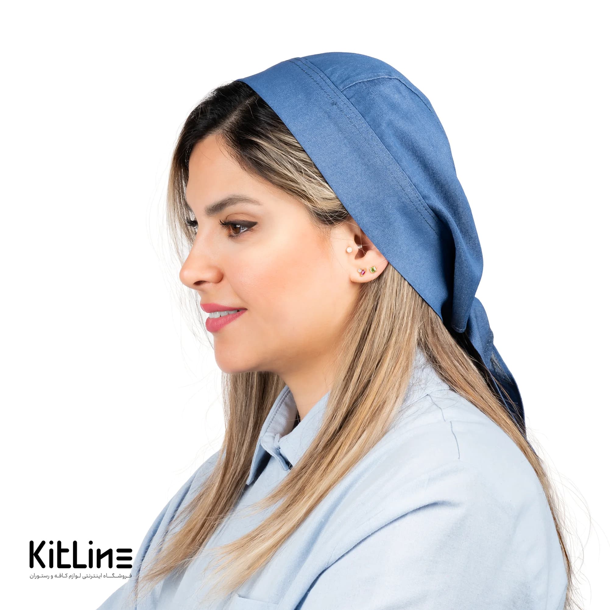 کلاه آشپزی بند دار جين آبی پوشاکو مدل breeze cool