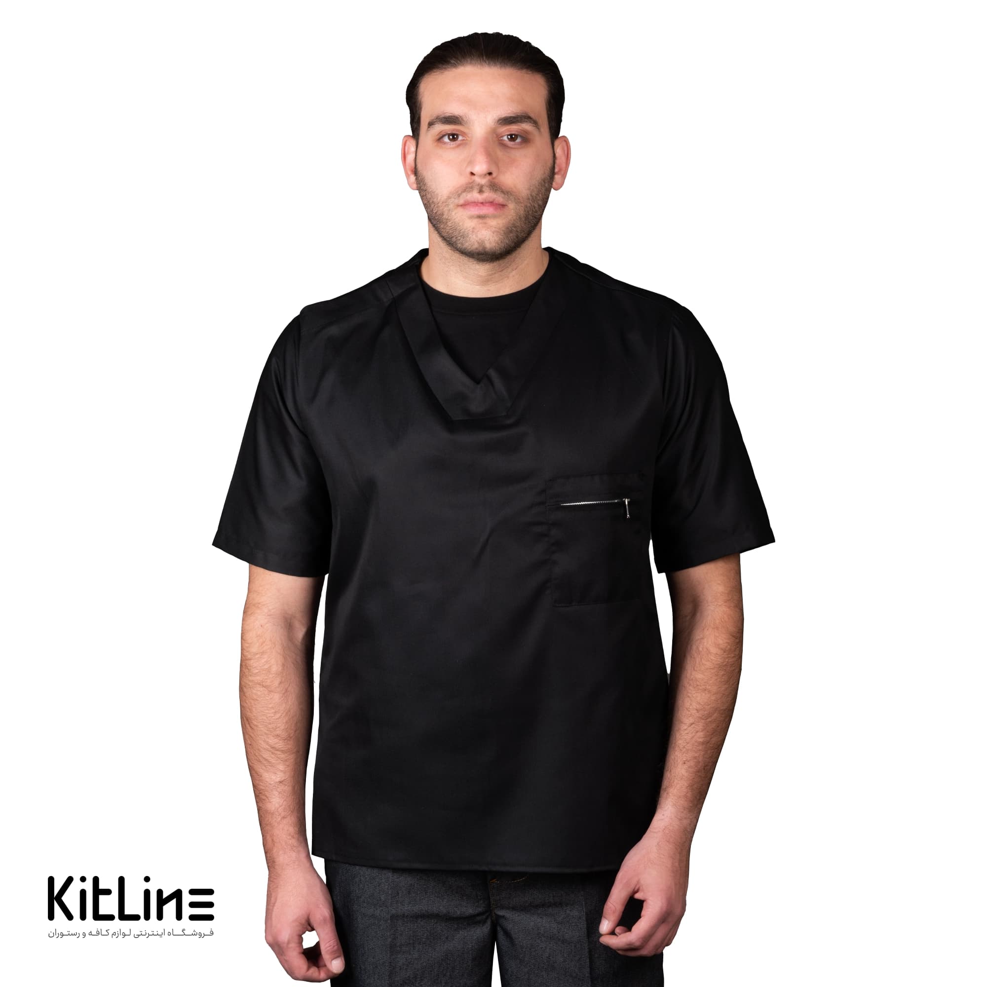 روپوش ترگال آستین کوتاه تک جیب مشکی SS-UNIFORM