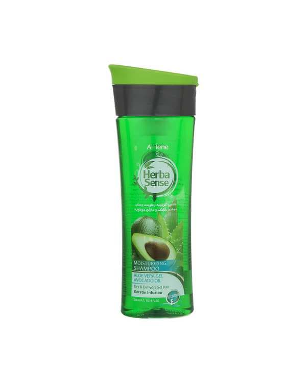 شامپو کراتینه رطوبت رسان مو آردن هرباسنس Ardene Herba Sense مناسب موهای خشک و دارای موخوره حاوی ژل آلوئه ورا و روغن آووکادو