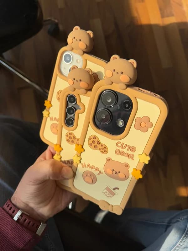 کاور گوشی آیفون cookie bear عروسک برجسته