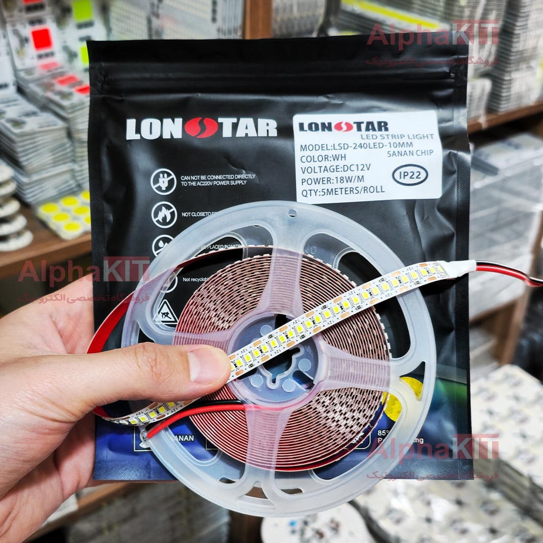 ریسه نواری SMD تراکم 240 سفید مهتابی 12 ولت رول 5 متری برند لان استار LONSTAR