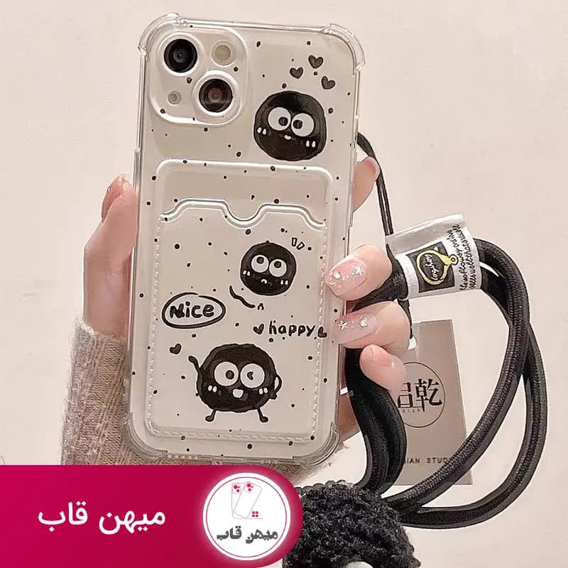 قاب گوشی هپل جاکارتی آیفون همراه با آویز - کد (۱۷۱۱۷)