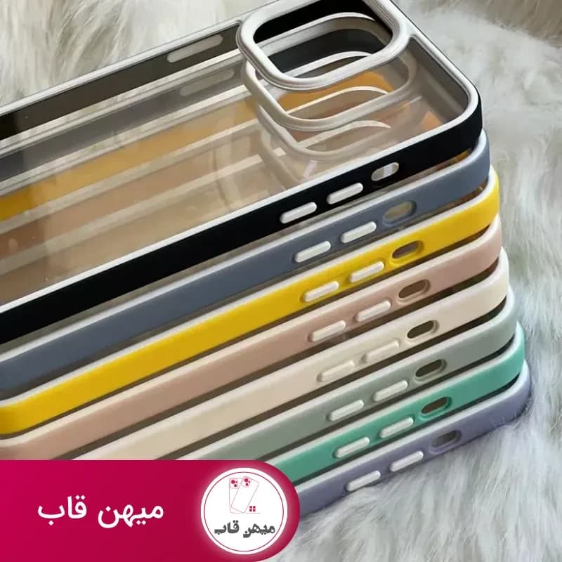 قاب موبایل آیفون بستنی سفید دورنگ پشت طلق - کد (۹۹۷۲۸)