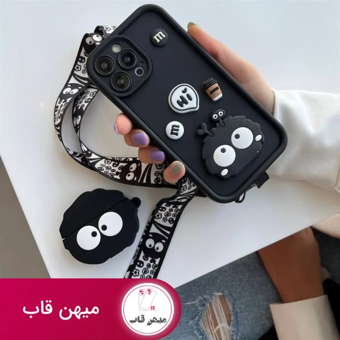 قاب گوشی آیفون سولید هپل برجسته همراه بند هدیه - کد (۹۱۴۲)