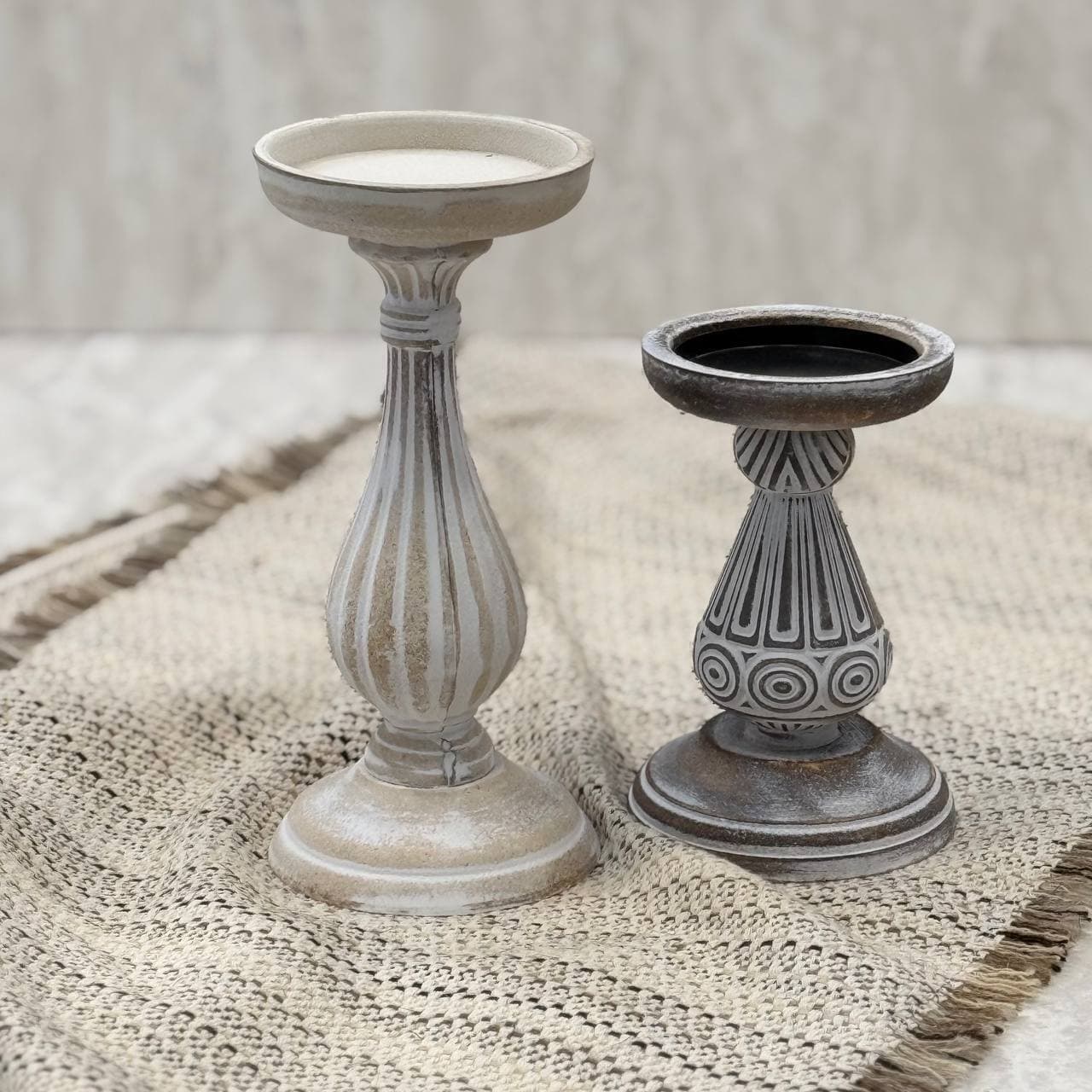 جا شمعی چوبی پتینه دو سایز