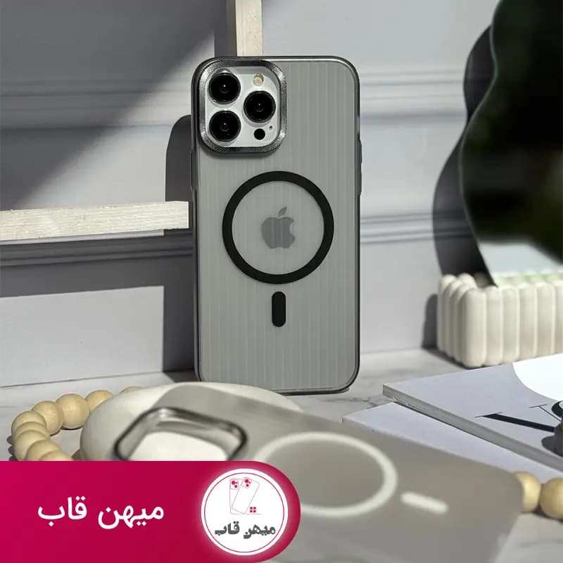 قاب گوشی آیفون لنز استندی کرکره ای مگ سیف دار - کد (۴۸۰۱۴)