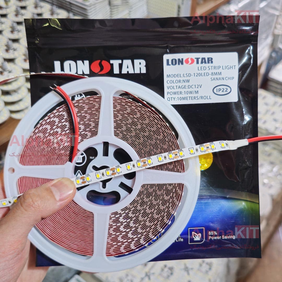 ریسه نواری SMD تراکم 120 نچرال 12 ولت رول 10 متری برند لان استار LONSTAR