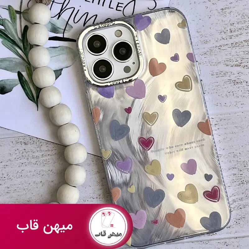 قاب گوشی آیفون براش قلبی مداد رنگی - کد (۳۱۸۹۸)