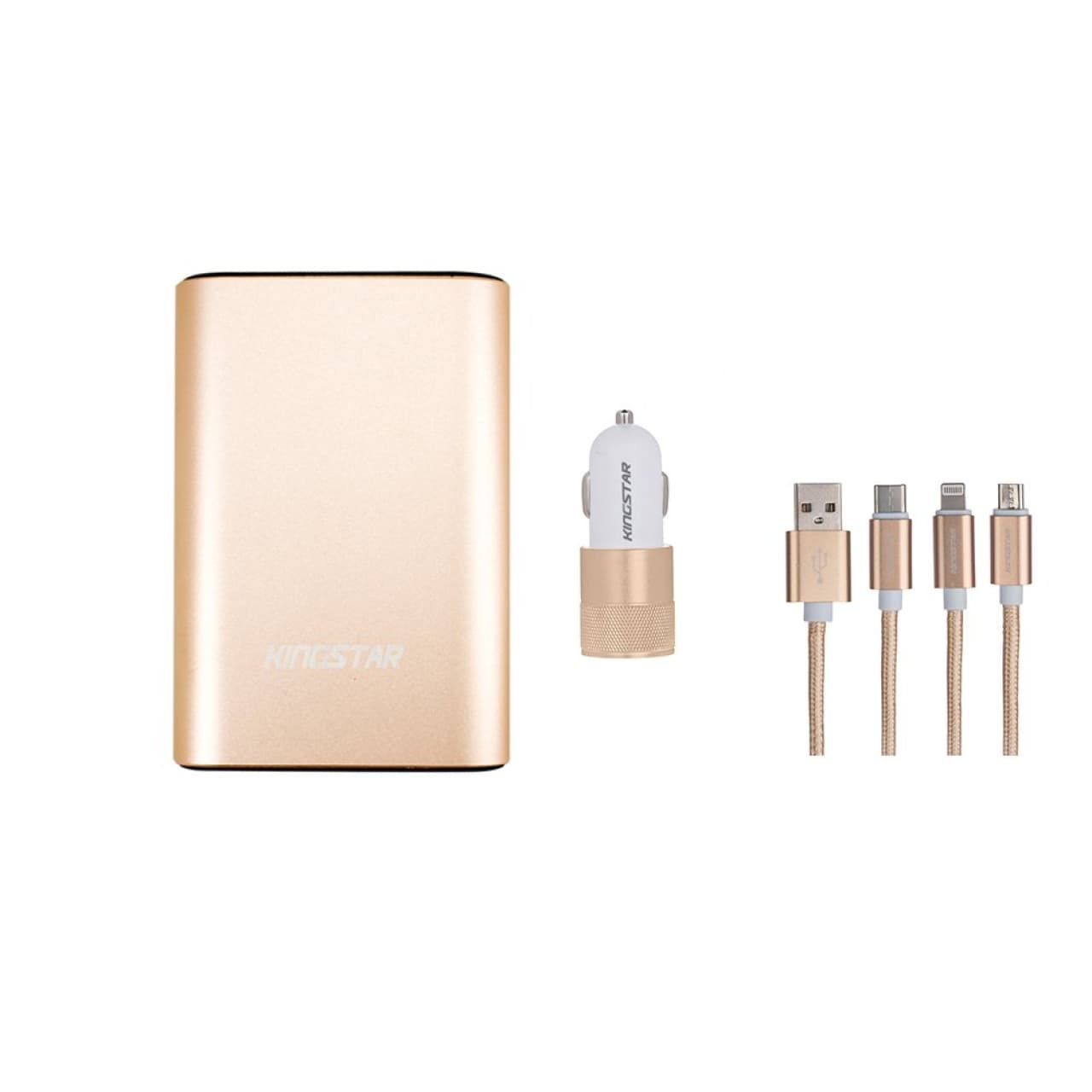 شارژر همراه کینگ استار مدل KP BOX70 ظرفیت 5400 میلی آمپر ساعت به همراه کابل تبدیل و شارژر فندکی