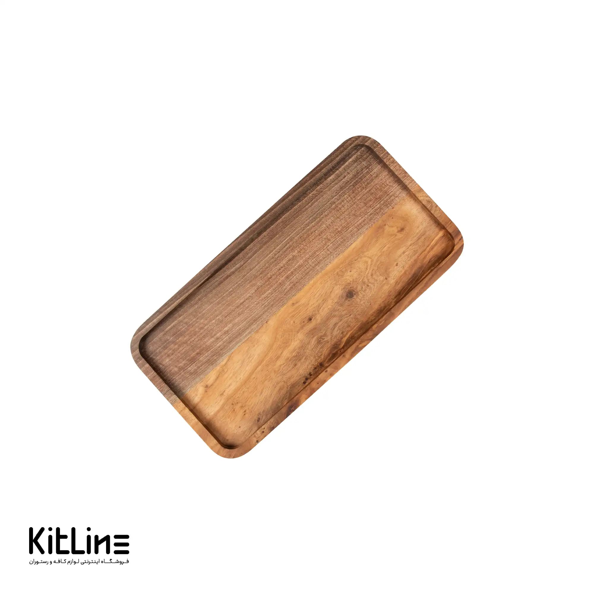 سینی سرو کارد و چنگال مستطیلی چوبی ۱۳×۲۵ سانتیمتری