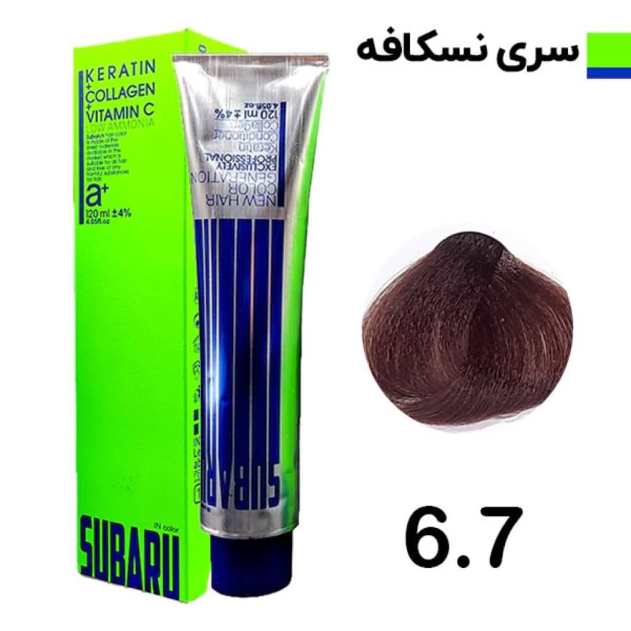 رنگ مو سوبارو شماره 6.7 رنگ بلوند نسکافه ای تیره حجم 120 میلی لیتر