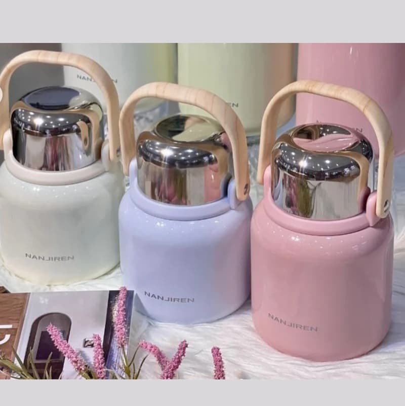 فلاسک استیل دسته طرح چوبی 800 میل کد4575