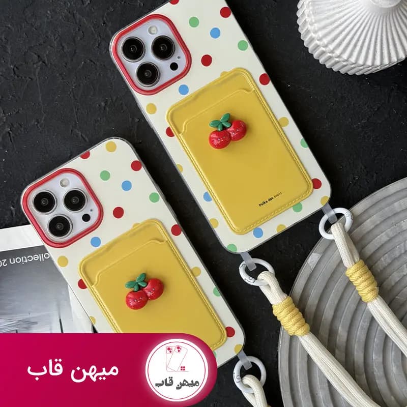 قاب گوشی آیفون جاکارتی آلبالو خال خالی - کد (۴۲۳۳۸)